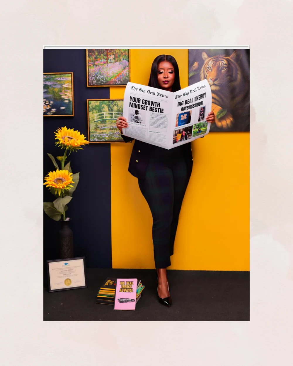 Symonette Hibbert reading her Big Deal News, featuring Your Growth Mindset Bestie and Big Deal Energy Ambassador